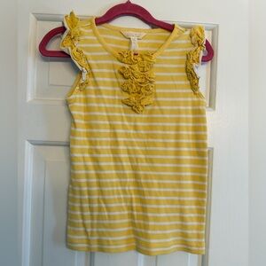 Matilda Jane Yellow & White Striped Ruffle Tank